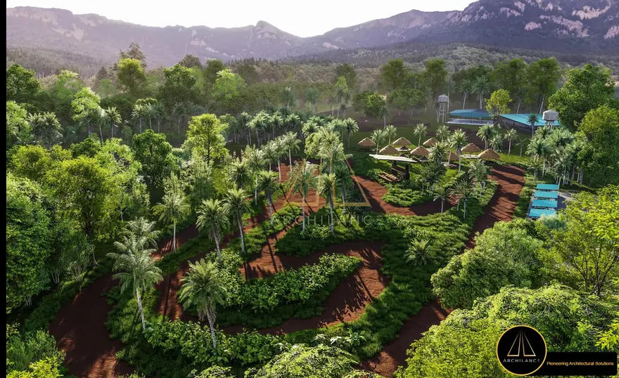 Racing track and surrounding landscape design visualisation
