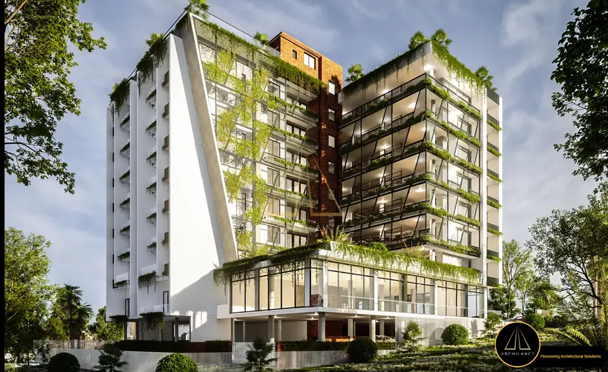White Stone Apartments exterior visualisation in Rwanda